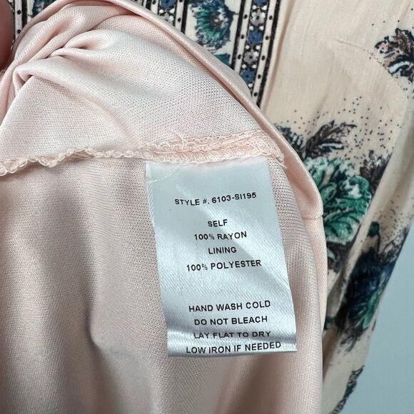 Soieblu Pink Long Sleeve Dress With Blue/Green Floral Pattern - Picture 8 of 8